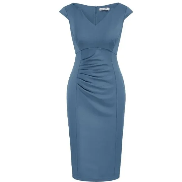 Grace Karin | Dresses | New Grace Karin Womens Xxl Ruched Bodycon Dress Cap  Sleeve Vneck Knee Length | Poshmark